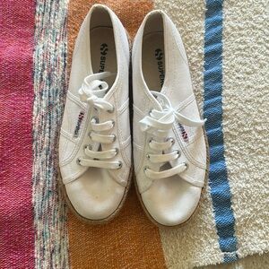 Supera white espadrille platforms